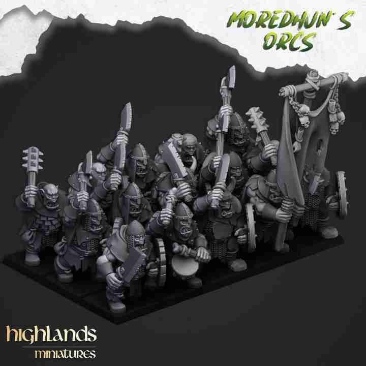Orc Warriors with Hand Weapons - Highlands Miniatures - Moredhuns Orcs