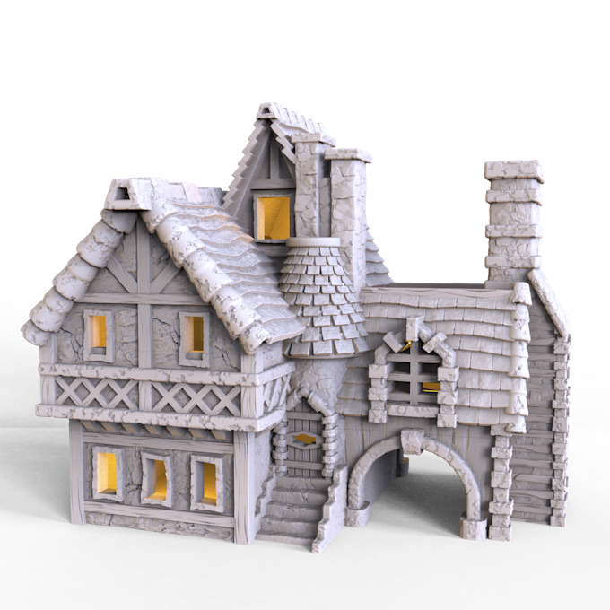 Middle Age House 3  , stl file Fantasy and Medieval