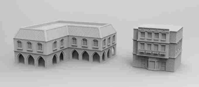 2 ADDITIONAL TOWN BUILDINGS  , stl file WW2, Modern Warfare , Apocalypse