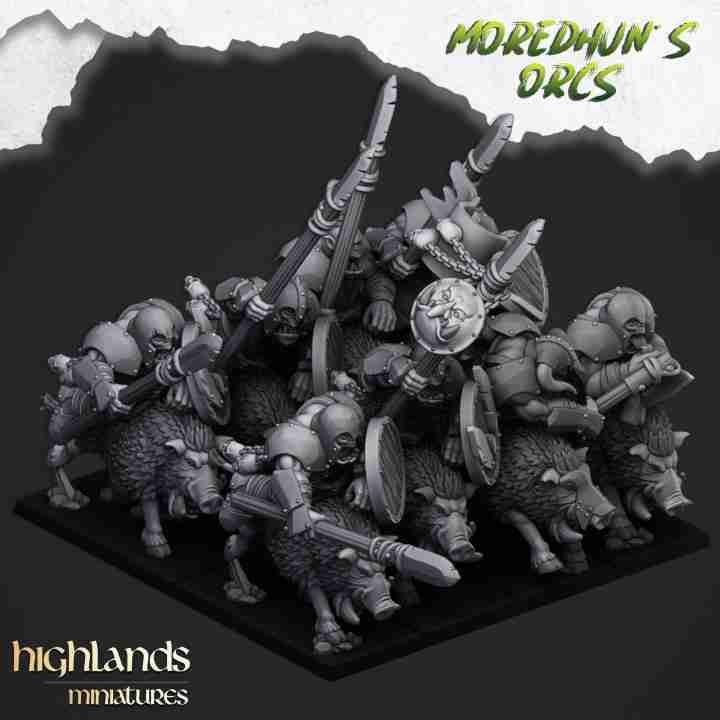 Mounted Orcs with spears - Highlands Miniatures - Moredhuns Orcs