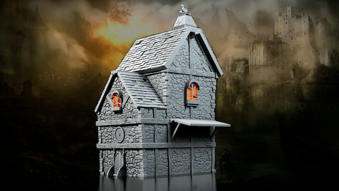 Stylized House 3  , stl file Fantasy and Medieval