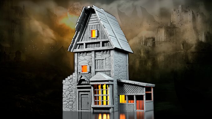 Stylized House 2  , stl file Fantasy and Medieval