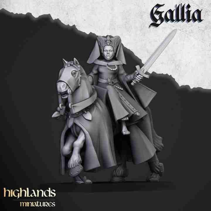 Damsel of the Lady { mounted } - Highlands Miniatures - Gallia - The Medieval Kingdom