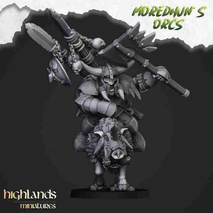 Mounted Orc Chief  - Highlands Miniatures - Moredhuns Orcs