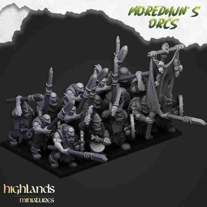 Orc Warriors with Spears - Highlands Miniatures - Moredhuns Orcs