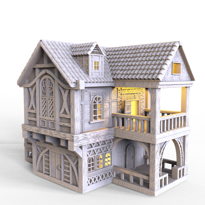 Middle Age House 1  , stl file Fantasy and Medieval