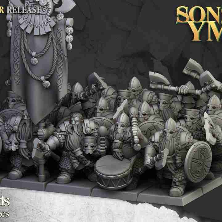Dwarf Huscarls Unit  - Highlands Miniatures - Dwarfs, Sons of Ymir