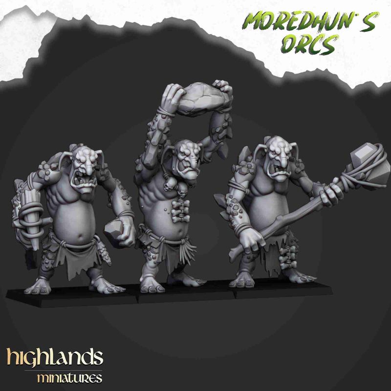 Savage Cave Trolls unit [3] - Highlands Miniatures - Moredhuns Orcs