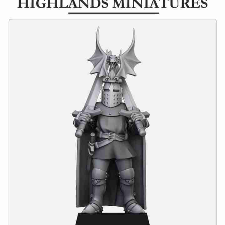 Dismounted Sir Jaume with dual swords - Highlands Miniatures