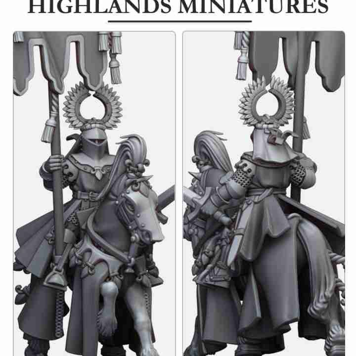 Mounted Gallia Battle Standard Bearer - Highlands Miniatures