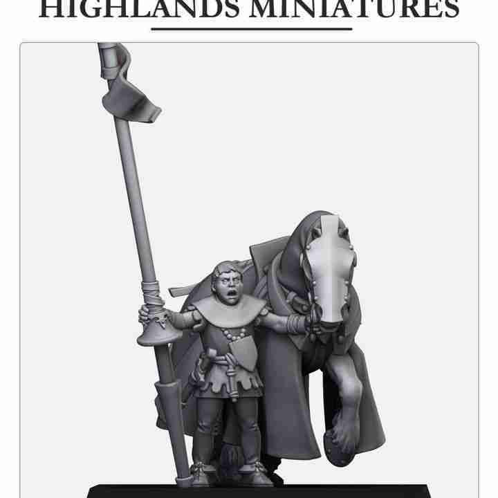 Gallia Squire holding Horse - Highlands Miniatures