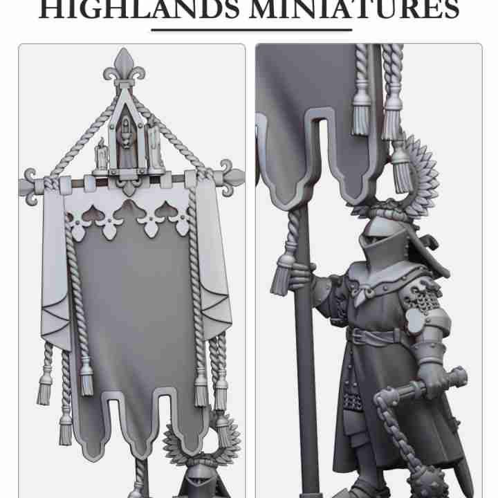 Dismounted Gallia Battle Standard Bearer - Highlands Miniatures
