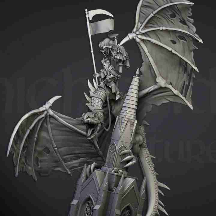 Ezekiel, Lord Necromancer on Flying Monster - Highlands Miniatures - Transilvanya - The Fallen Realm