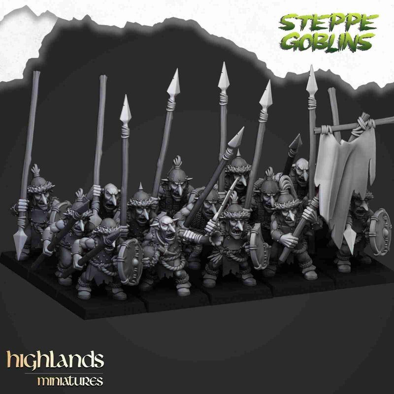 Goblin Warriors with Spear - Highlands Miniatures - Steppe Tribes