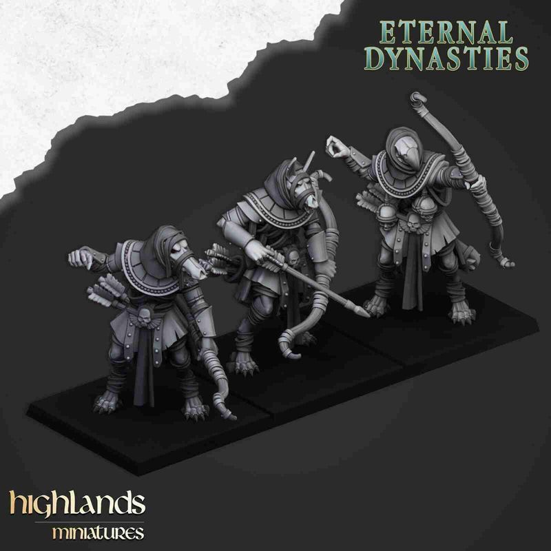 Anubis Guard bows x3 - Highlands Miniatures - Eternal Dynasties