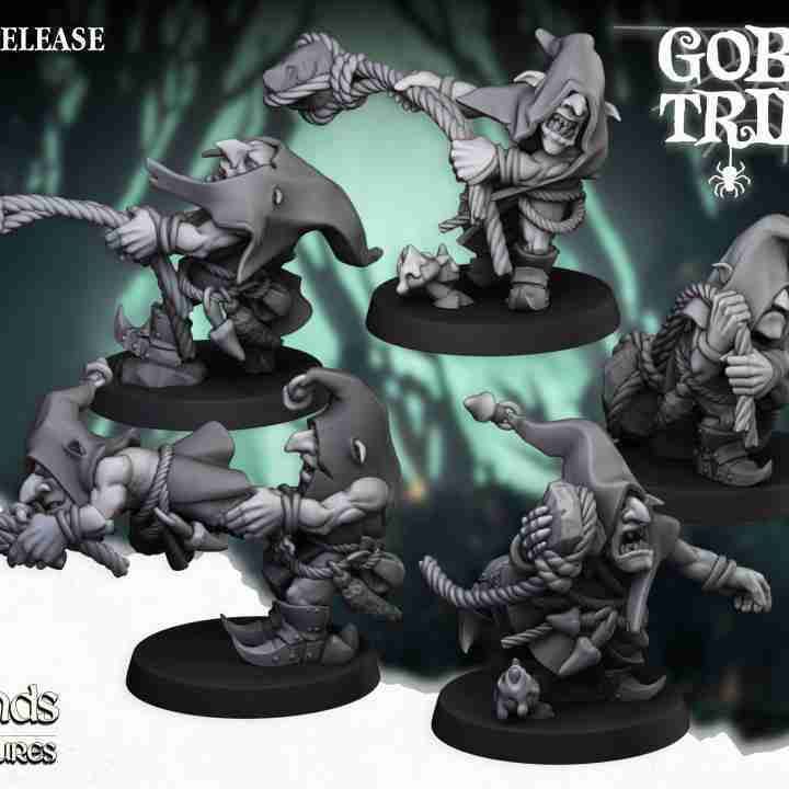 Swamp Goblins Stonethrowers [ 5 models ]  - Highlands Miniatures - Goblin Tribes