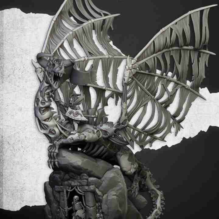 Undead Vampire Lady on Zombie Dragon - Highlands Miniatures - Transilvanya - The Fallen Realm