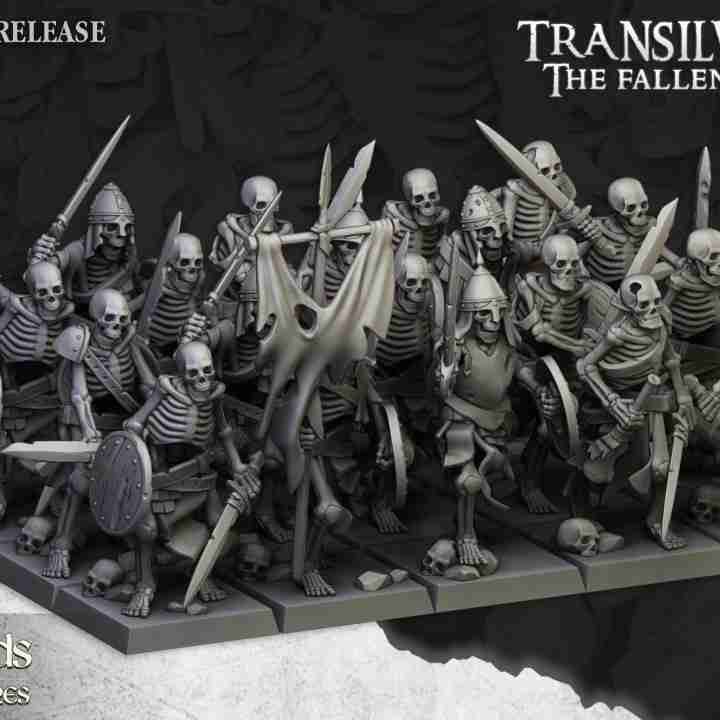 Undead Skeleton Warriors with Swords Unit   - Highlands Miniatures -  Transilvanya - The Fallen Realm