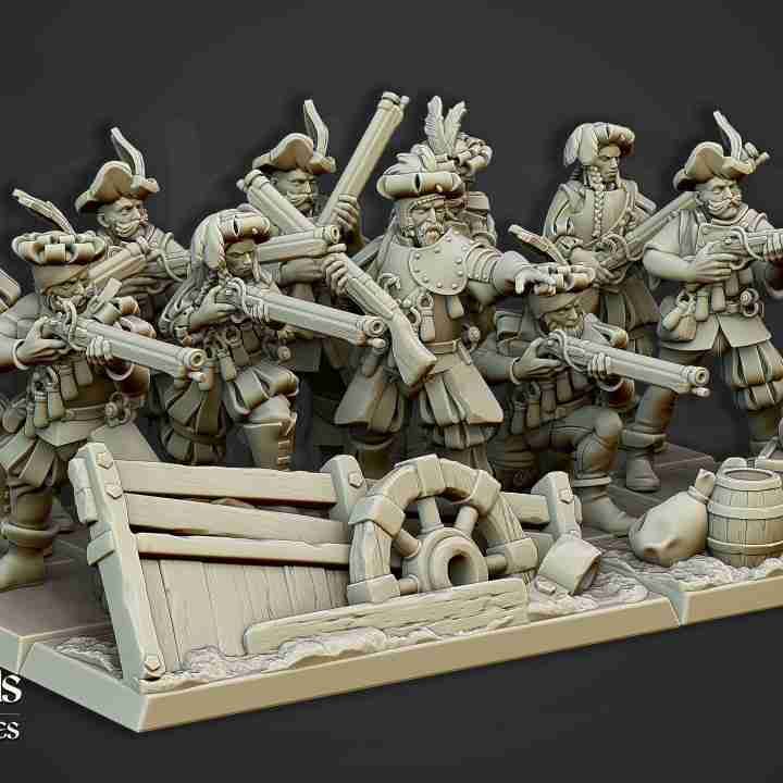 Sunland Empire Arquebusiers Unit with Barricade - Highlands Miniatures - The Empire of the Sun