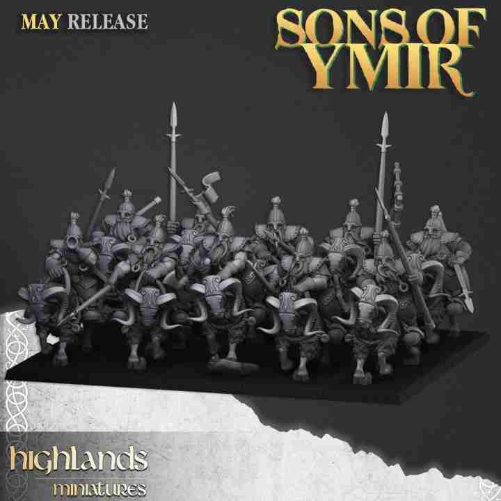 Mounted Dwarf Unit   - Highlands Miniatures - 32mm -  Dwarfs, Sons of Ymir