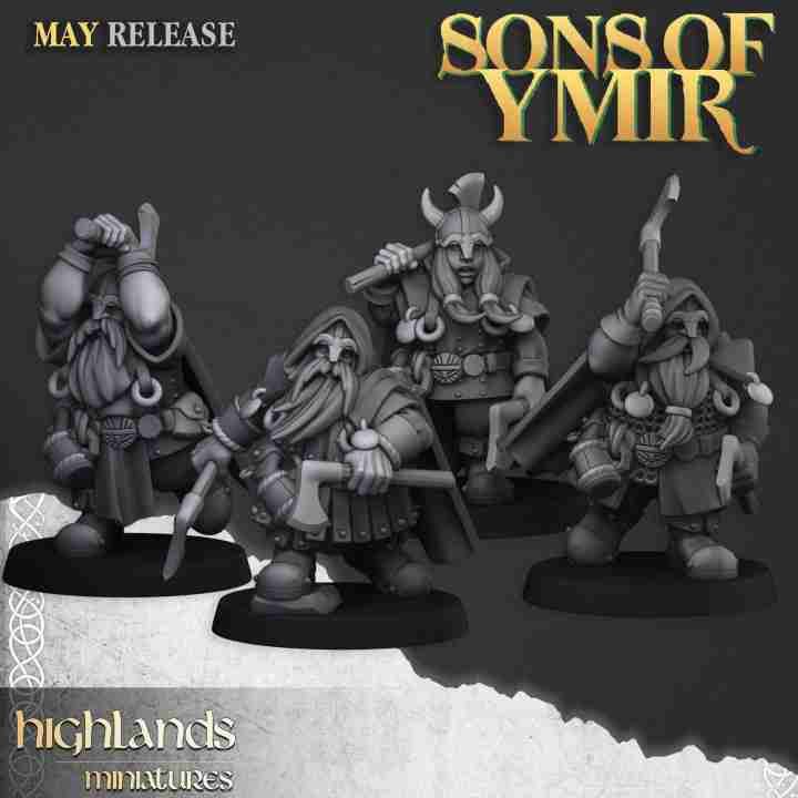 Dwarf Rangers with Throwing Axes Unit  - Highlands Miniatures - Dwarfs, Sons of Ymir