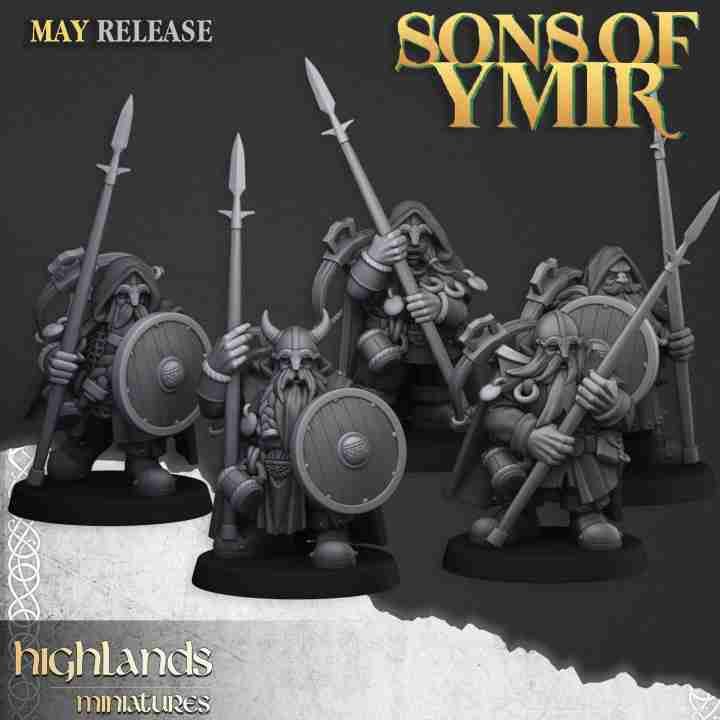 Dwarf Rangers with Spears Unit  - Highlands Miniatures - Dwarfs, Sons of Ymir