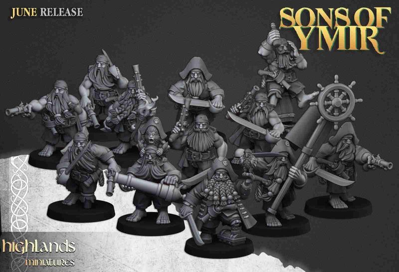 Dwarf Pirates Unit  - Highlands Miniatures - Dwarfs, Sons of Ymir
