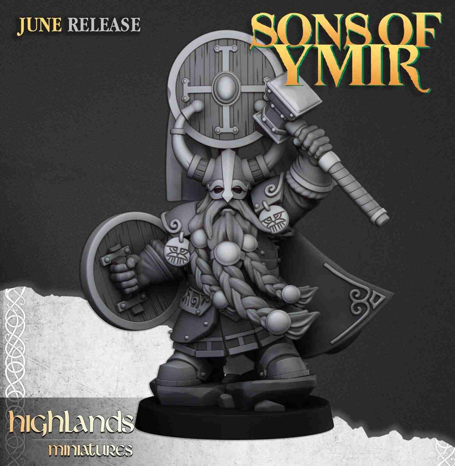 Dwarf Prince with hammer and shield - Highlands Miniatures - Sons of Ymir