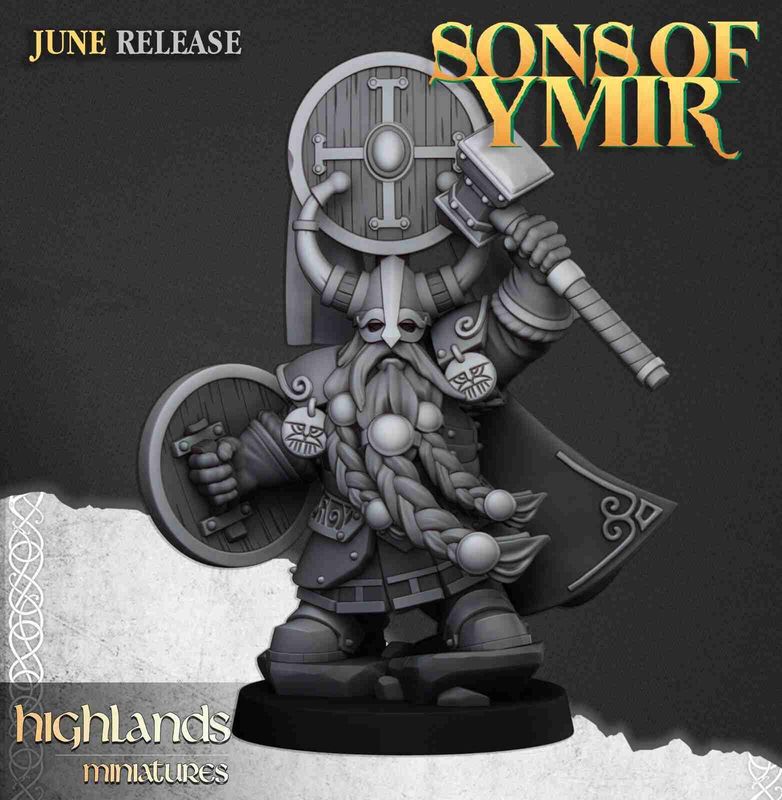 Dwarf Prince with hammer and shield - Highlands Miniatures - Sons of Ymir