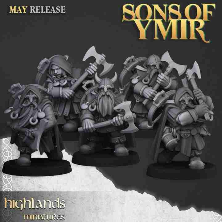 Dwarf Rangers with Axes Unit  - Highlands Miniatures - Dwarfs, Sons of Ymir