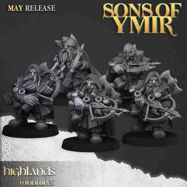 Dwarf Rangers with Crossbows Unit  - Highlands Miniatures - Dwarfs, Sons of Ymir