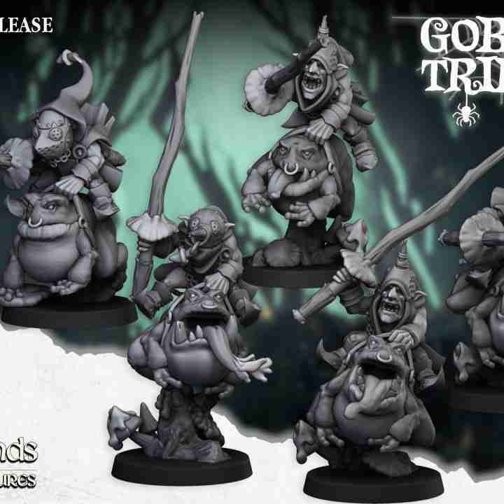 Swamp Goblin Frog Riders with Stick Spears - Highlands Miniatures - Goblin Tribes