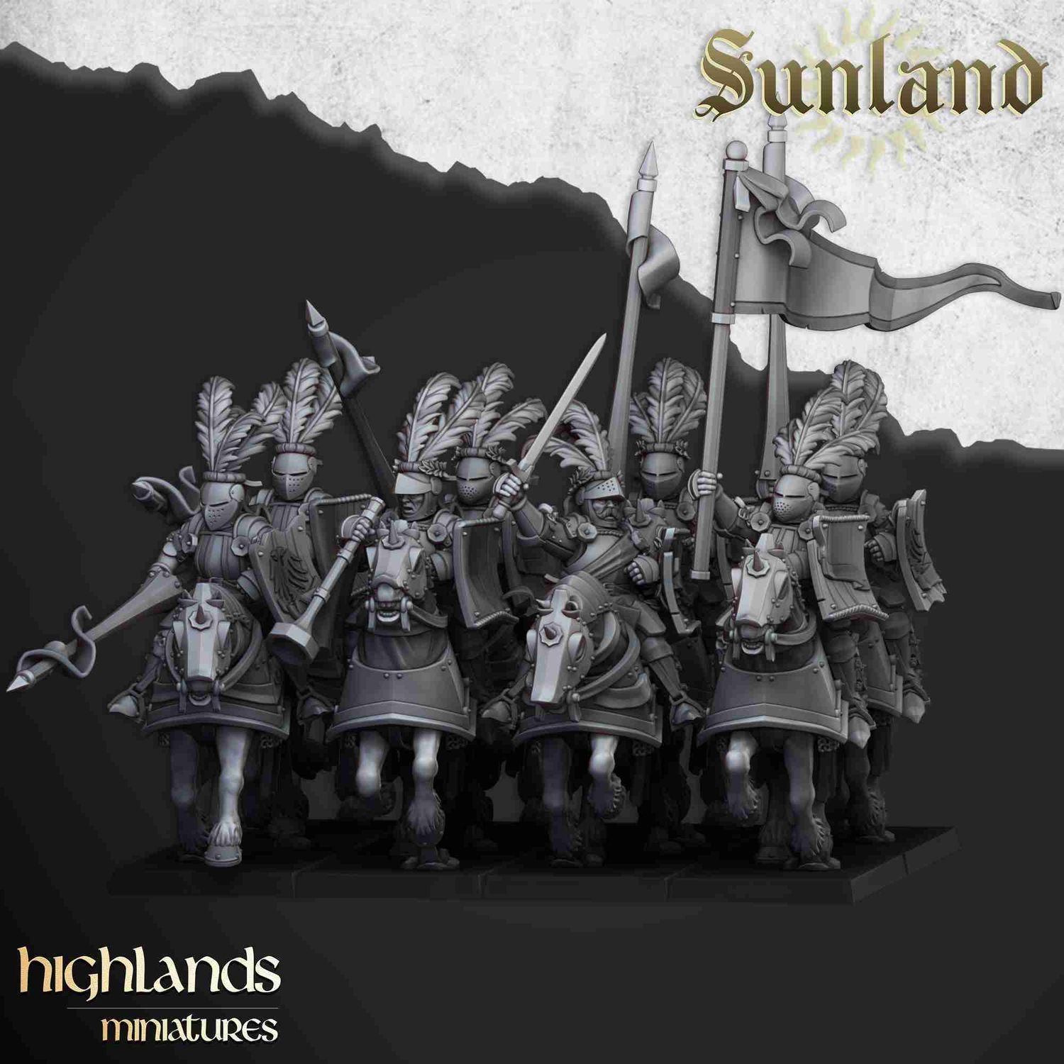 NEW Sunland Knights on Horse Unit - Highlands Miniatures - 32mm - Sunland - The Empire of the Sun