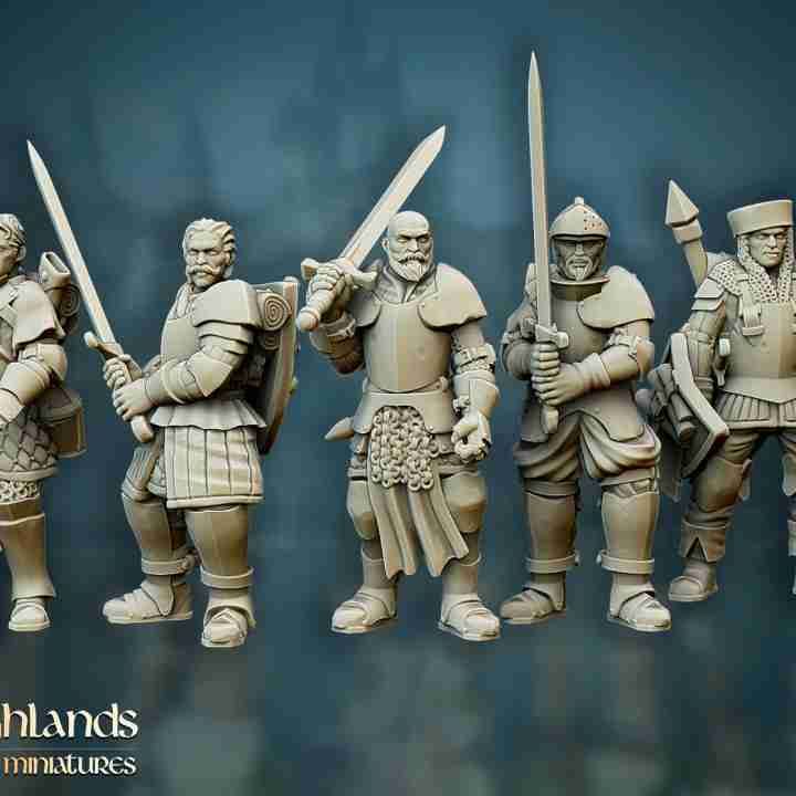 Questing Knights Unit on Foot  - Highlands Miniatures - Gallia - The Medieval Kingdom