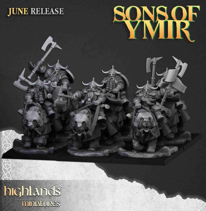 Heavy Mounted Dwarves on Bears Unit   - Highlands Miniatures - Dwarfs, Sons of Ymir