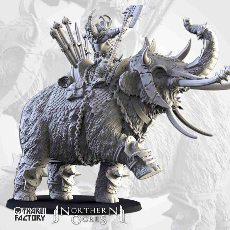 Ogre Khan on Mammoth -  Txalri Factory Miniatures -   Ogres - The Northern Tribes