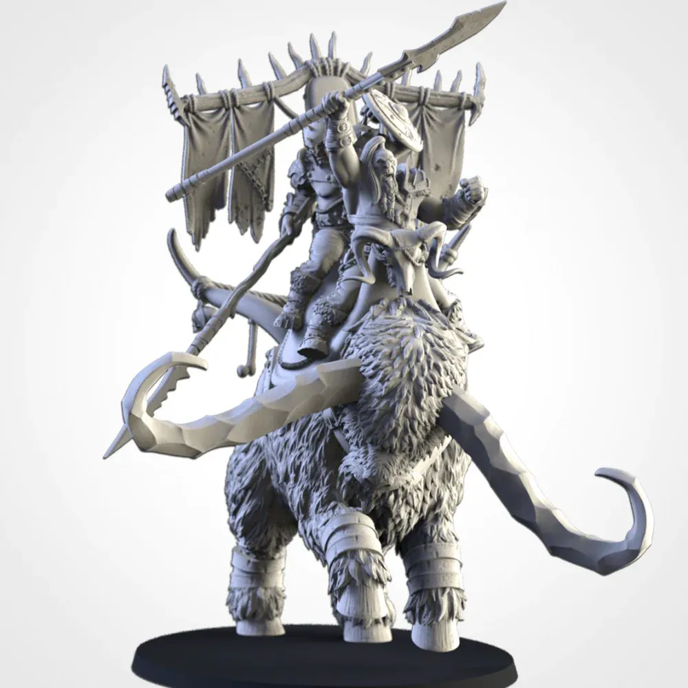 Ogres on Rock Aurochs -  Txalri Factory Miniatures -   Ogres - The Northern Tribes