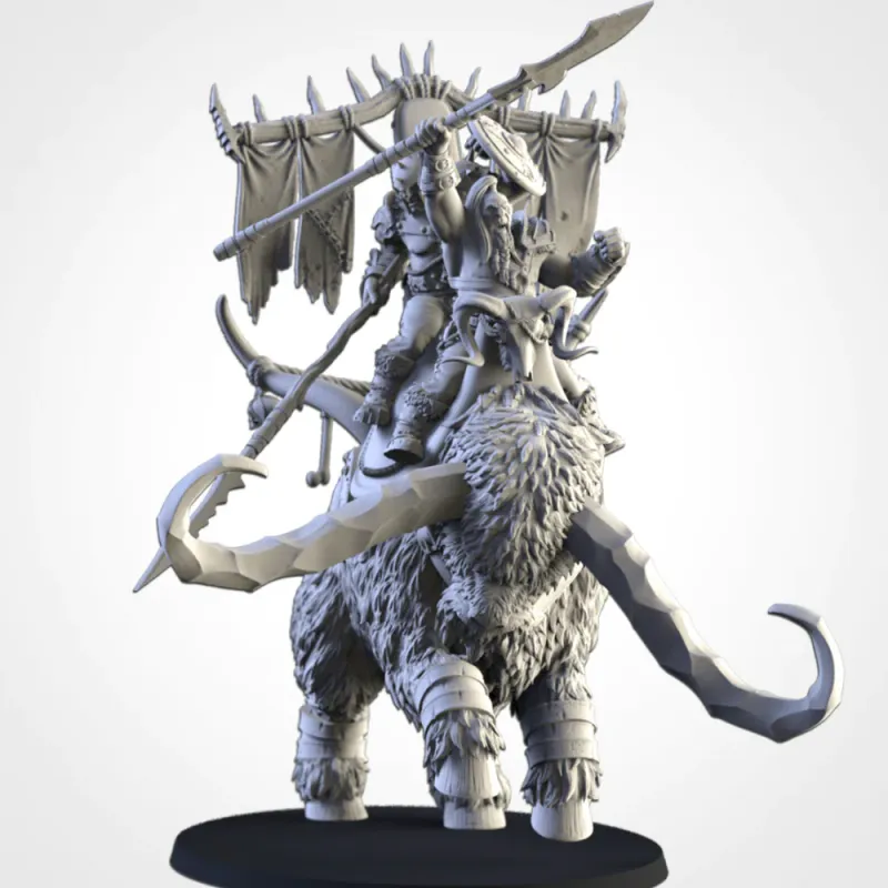 Ogres on Rock Aurochs -  Txalri Factory Miniatures -   Ogres - The Northern Tribes