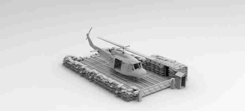 Huey Helipad (Helicopter not included) , stl file, Vietnam , ww2