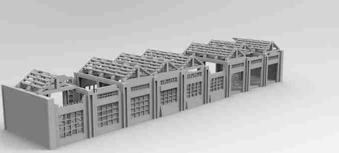 FACTORY RUIN MODULAR , stl file, World War 2