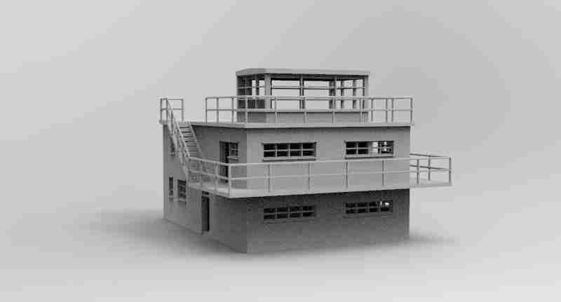 Airfield Control Tower , stl file, World War 2