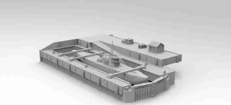 Dry Dock [ u boat not included ] , stl file, World War 2