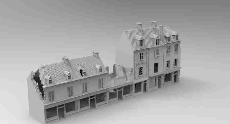 Carentan Shop Set 1 , stl file, World War 2