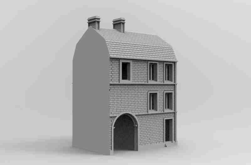 Large Town House 2 , stl file, World War 2