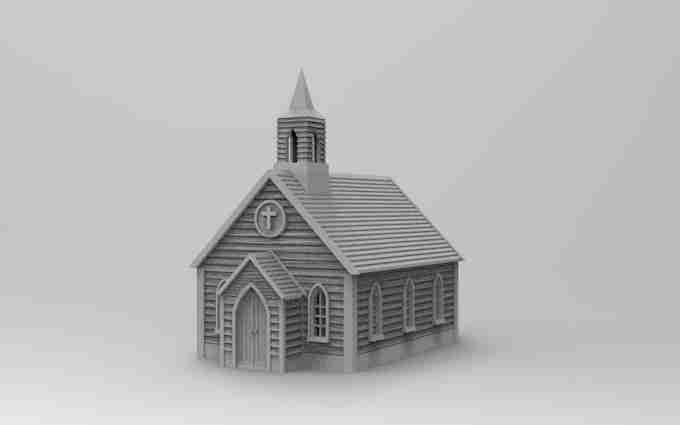 WESTERN CHURCH , stl file, Wild West