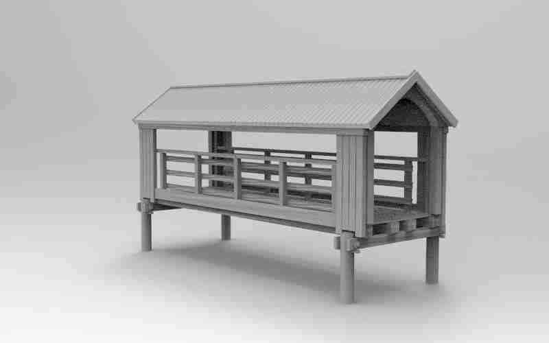 Wooden Covered Bridge , stl file, Wild West