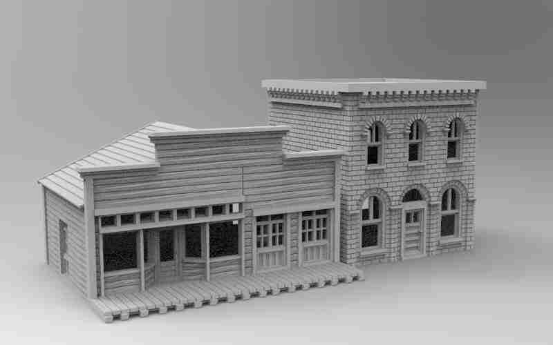 Wild West City Buildings , stl file, Wild West