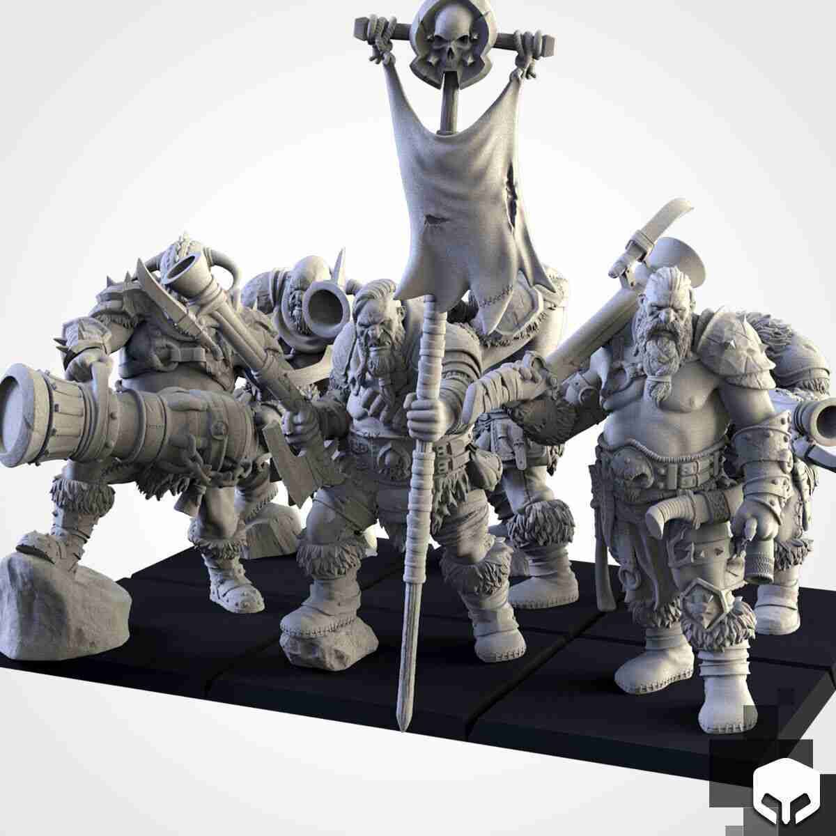 Ogre Bombardiers [ 6 ]  -  Txalri Factory Miniatures -  Ogres - The Northern Tribes