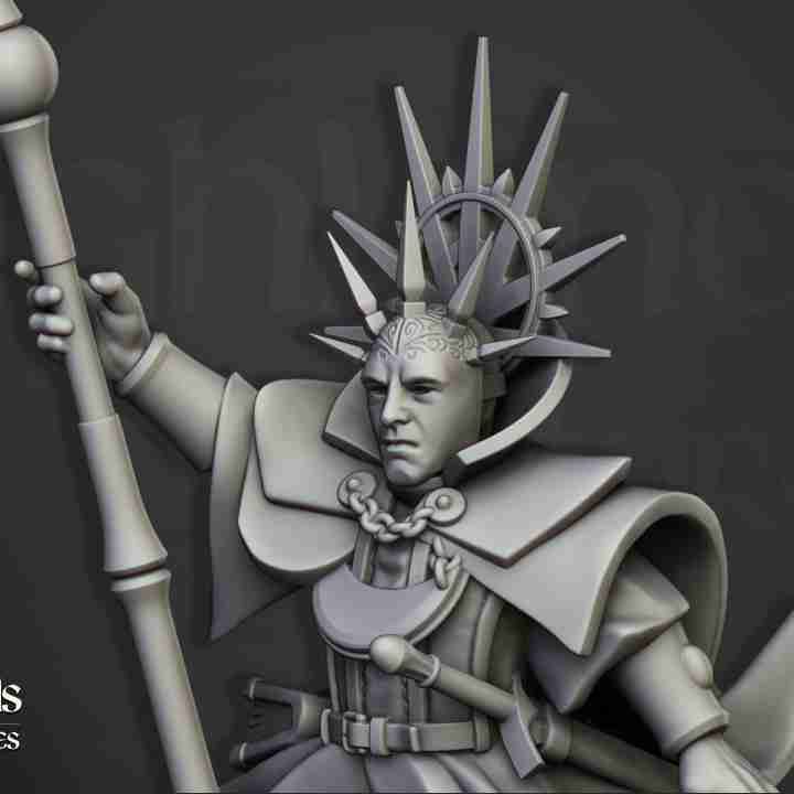 High Mage Of Sunland On Pegasus with mask - Highlands Miniatures - Sunland - The Empire of the Sun
