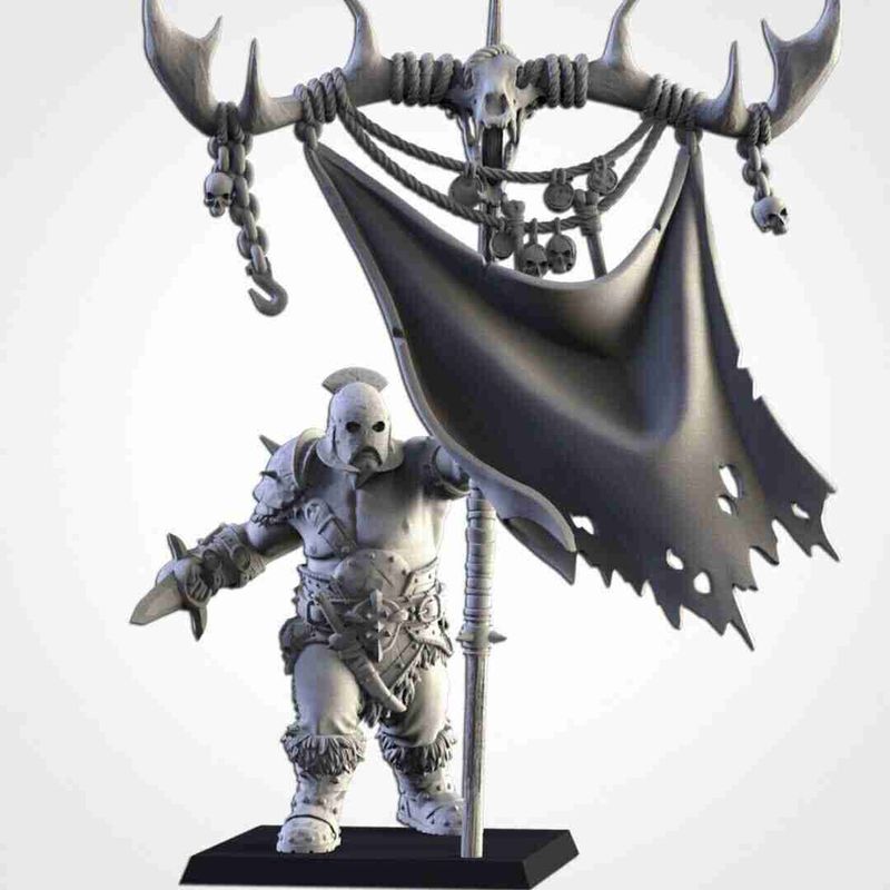 Ogre Battle Bearer  -  Txalri Factory Miniatures -   Ogres - The Northern Tribes